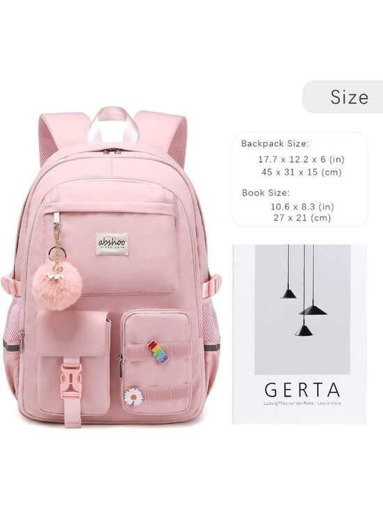 Stylish Big Student Laptop Backpack for College & High School Girls - Pink main image 7